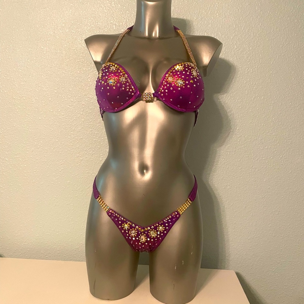 Purple Beaded Bikini Set